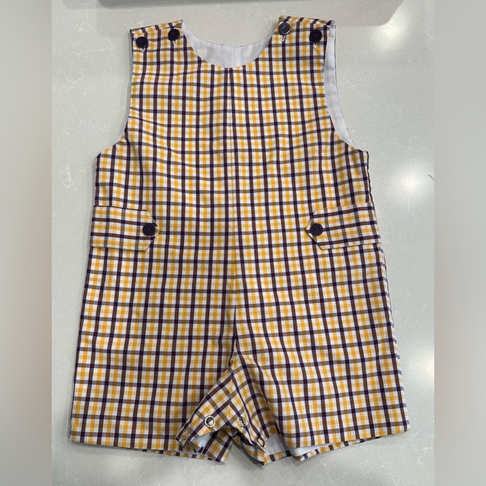 LSU Lulu Bebe Smocked Shortall 9months